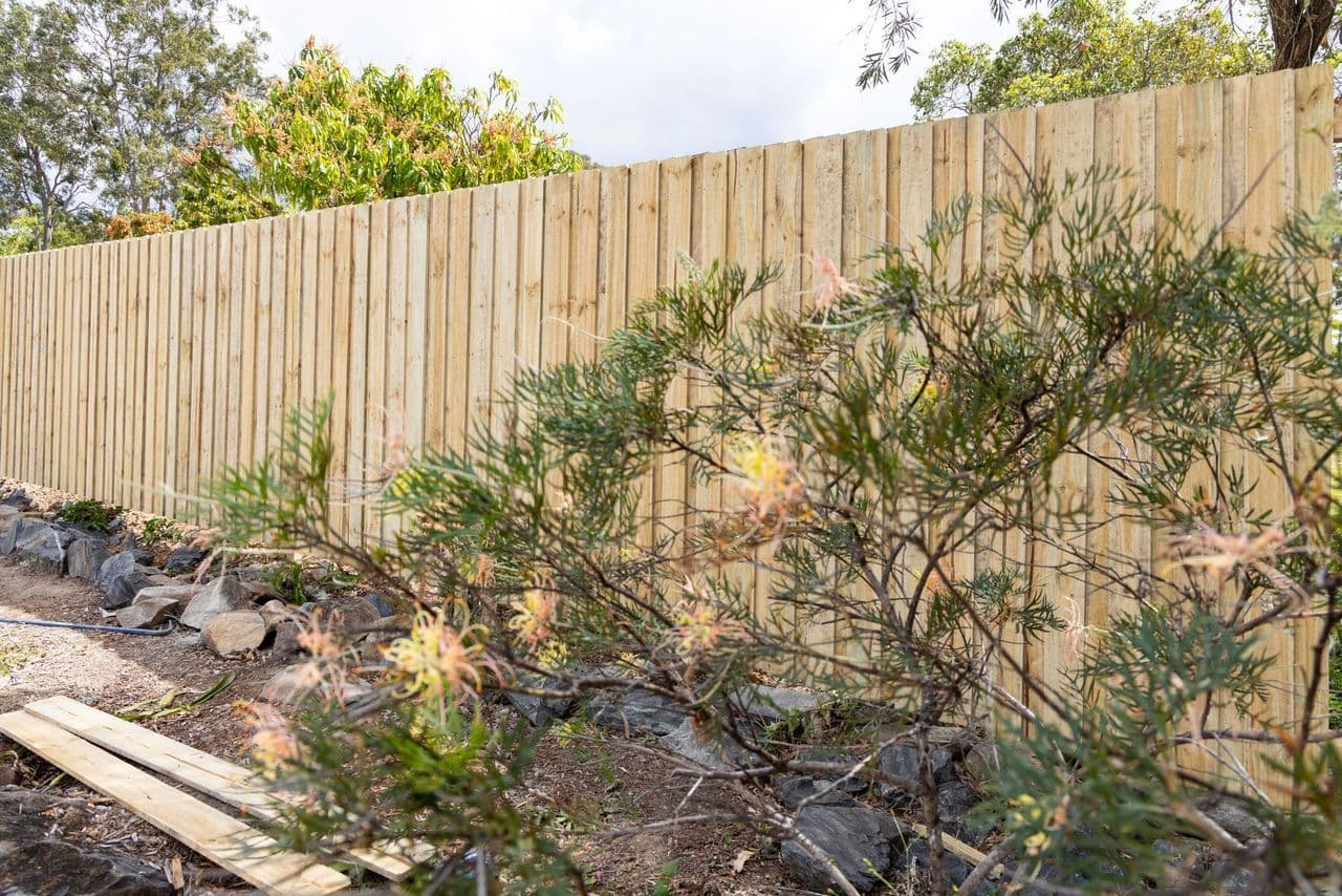 Timber fence on straight posts